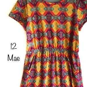 lularoe kids mae dress girls brand new NWT pockets yellow purple back to school
